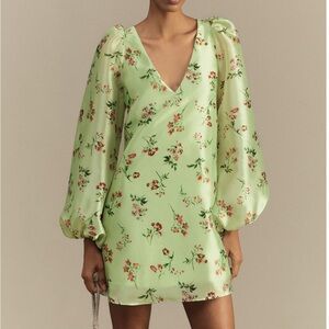 Anthropologie Green Floral Dress